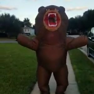 Inflatable bear costume